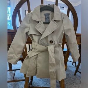 Tahari Toddler Trench Coat 24M Cream Belted Double Breasted Jacket
